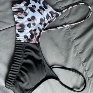 Black and animal patterned bikini top! From SHEIN!
